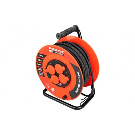 Kabel prodlužovací na bubnu venkovní FESTA INDUSTRY 3x1.5mm 50m 230V max 3680W 4 zásuvky guma IP44