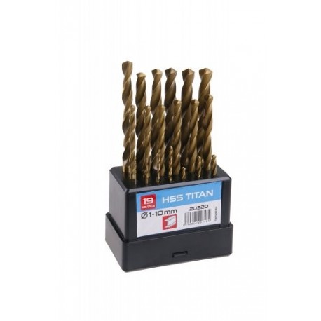 Sada HSS TITAN vrtáků 1-10mm (po 0.5mm) 19ks plast